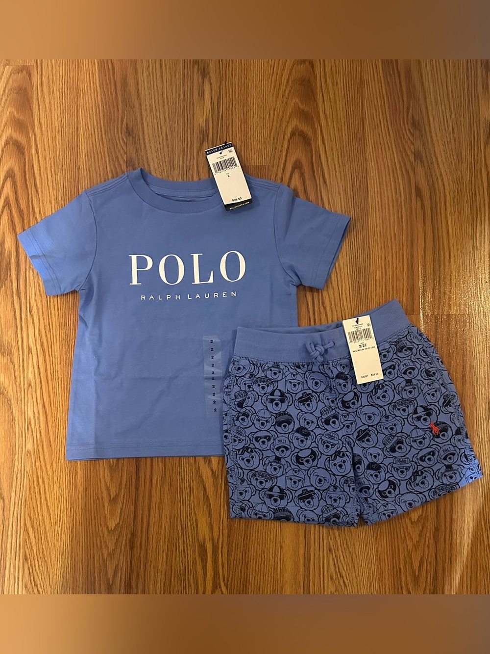 Polo Ralph Lauren Kid’s Logo Cotton Jersey Tee and Polo Bear Fleece Shorts, 2T